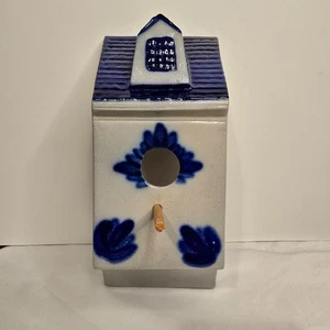 Vintage 1991 Eldreth Keramik salzglasiert kobaltblau Vogelhaus Vogelhaus - Bild 1 von 11