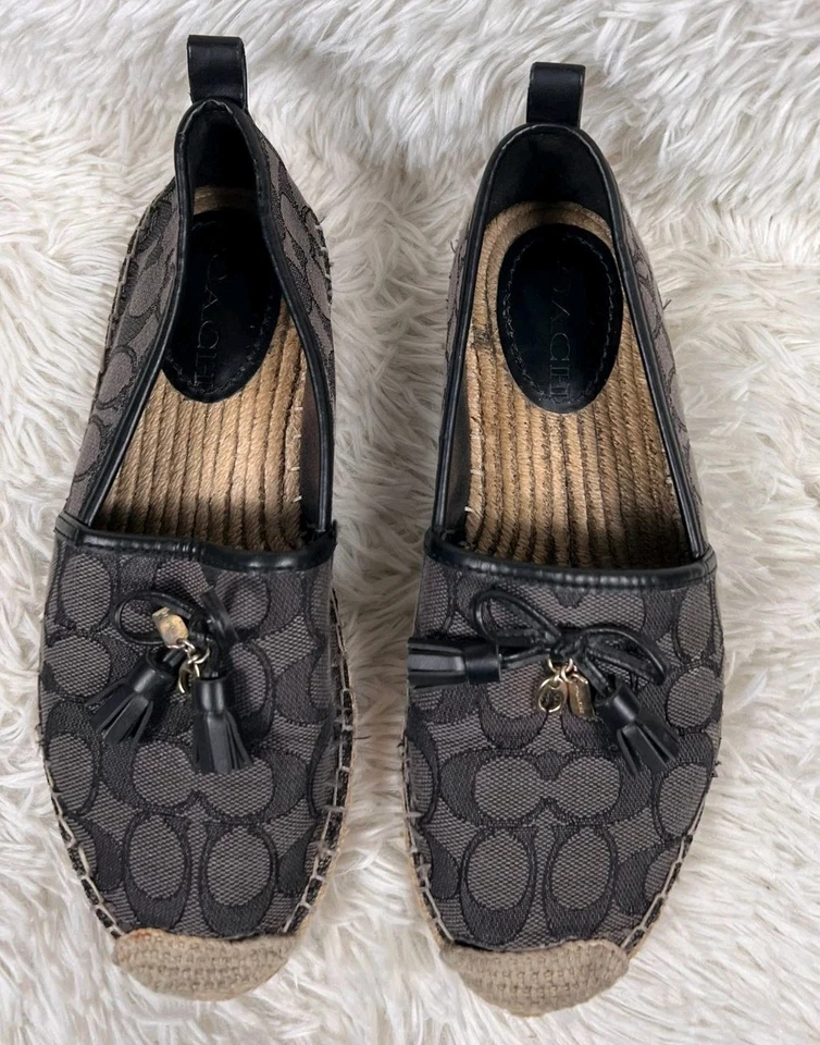 ТРЕНЕР Carson джинсовой ткани подпись Espadrille плоскостях женщин размер 6,5B черный G3457 - Изображение 1 из 4