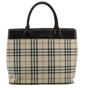 Burberry Nova Check Beige Canvas Handbag Authentic - Picture 1 of 24