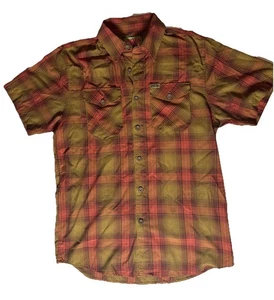 Camisa para hombre Dixxon Juárez naranja a cuadros mezcla de bambú abotonada talla L - Imagen 1 de 7