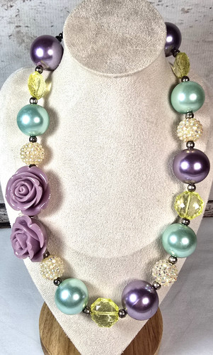 VETEMENTS Collana Perline Acriliche Grandi 20" Grandi Colorate Pastello Scintillante Stravagante