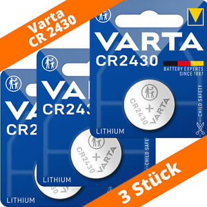 3 x Varta CR2430 Lithium Knopfzelle DL 2430 300mAh ø24,5x3,0mm DL2430 3V 6430