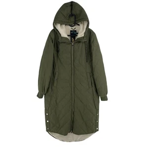 ONLY Women Green SANDY Quilted Hooded Parka Jacket Coat Size S - Picture 1 of 13