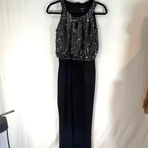 Enfocus Studio Sleeveless Cocktail Jumpsuit black sequin Womens size 8 VTG - Picture 1 of 9