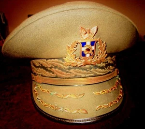 VINTAGE GREEK GENERAL UNIFORM HAT ENAMEL EMBLEM METAL LAURELS COLONELS ERA - Picture 1 of 10