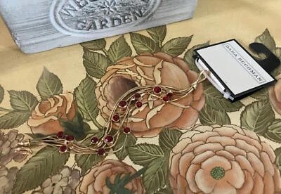 Impresionante Brazalete de Estrás Rojo Profundo Tono Dorado Dana Buchman Nuevo con Etiquetas Foto 1 de 4