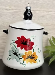 Olla de cocina estilo esmalte pintado a mano de vidrio vintage adorno de Navidad ~ ¡RARO! - Imagen 1 de 11