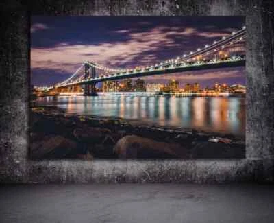 Brooklyn Bridge View from Dumbo Canvas Wall Art 36x24 Print Ready to Hang - Image 1 of 4