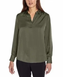 NWT Banana Republic Women's Long Sleeve V Neck Blouse Green Size XS $65 8D083 - Picture 1 of 4