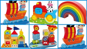 Kids Baby Motor Skills Toys Stacking Blocks Rods Colourful wooden NEW NEW - Picture 1 of 8