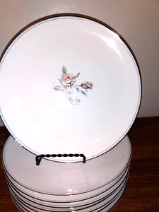 Noritake Margot Rose China Lunch/Salad Plates White with Rose 8 1/4"--Set of 8 - Picture 1 of 3