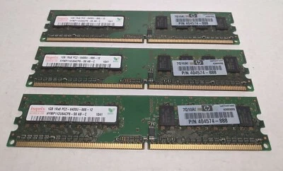Hynix 3GB (3x1GB) 1Rx8 PC2-6400 DDR2-800MHz Desktop RAM (HYMP112U64CP8-S6) - Image 1 of 2