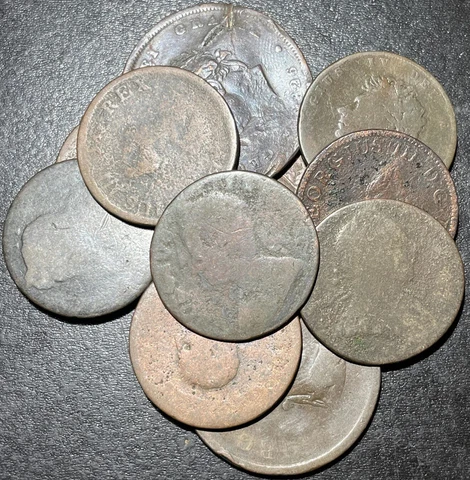1700s-1800s UK United Kingdom King George I-IV US Colonial Farthing-Penny Coin Cover