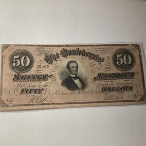 confederate 50 dollar 1864 003695 31a - Picture 1 of 6