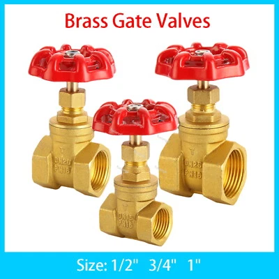 BSP 1/2" 3/4" 1" Female Thread Gate Valves Water Oil Gas Shut-Off Valve Brass - Image 1 of 4