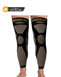 Full Leg Compression Sleeve Pair Copper Knee Sleeves Anti Slip Compression St... - Picture 1 of 5