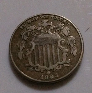 1882 Shield Nickel 5 Cents 5C Ungraded US Type Coin - Picture 1 of 2