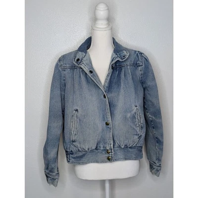 Chaqueta de bombardero de mezclilla SERGIO VALENTE de colección años 80 para mujer hombros caídos botones broches de presión Foto 1 de 4