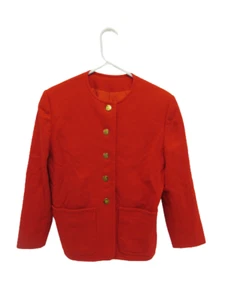 Women's Red Textured Blazer Jacket Size 4 Gold Buttons, Good Condition - Picture 1 of 5