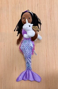 The Petting Zoo Mermaid Black Hair/Brown Skin holding Unicorn 17"Stuffed Animal - Picture 1 of 1