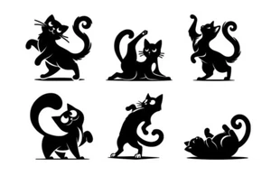 6 x cats silhouette Vinyl Decal Sticker Silhouette Wine Bottle mug glass - Picture 1 of 2