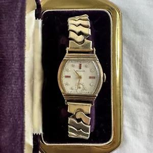 Reloj Benrus 1947 De Colección Placa Oro Laminado 10K Bisel 1/20 10K Blanco Acero Inoxidable Funciona - Imagen 1 de 13