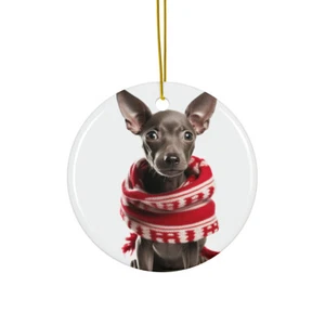 Hanging Ceramic Christmas Tree Ornament - Xoloitzcuintli Puppy Design - Picture 1 of 4