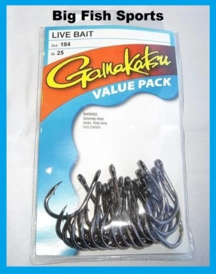 GAMAKATSU #184 LIVE BAIT NSB VALUE PACK 25 HOOKS! 18415-25 NEW! SIZE 5/0 - Image 1 of 2