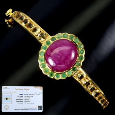 925 Sterlingsilber Armreif Oval Rubin Citrin Smaragd Edelstein Gratis Zertifikat - Bild 1 von 4
