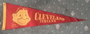 Cleveland Indians 1950's Vintage MLB FULL SIZE pennant - Chief Wahoo - Picture 1 of 10