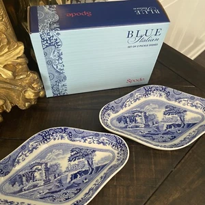 New Spode Blue Italian Porcelain Pickle Dishes, Set of 2, 8.5"x5.5" - Blue/White - Picture 1 of 8