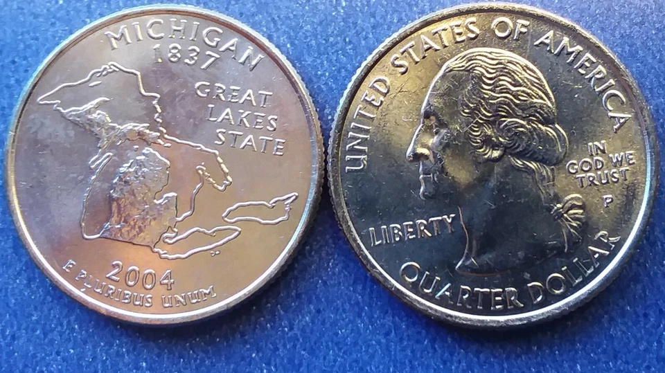One - 2004 P Michigan Statehood Quarter, Uncirculated from OBW Roll - Image 1 of 1