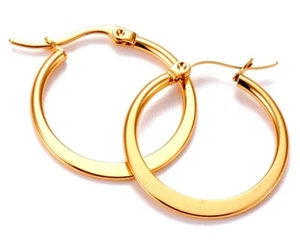 Gold Edelstahl Creolen Hypoallergen Ohrringe Post Piercing HOT GRADE A+ 25mm - Bild 1 von 12