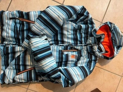 Spyder Circuit Puffer Jacket Blue White Stripes Unisex Kids Size 16 - Image 1 of 3