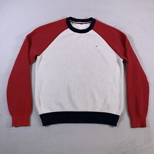 Tommy Hilfiger Pullover Damen groß weiß blau rot Sweatshirt Baumwolle Damen B3