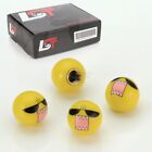 4x Valve Caps Tyre Valve Cover Ball Smiley Angry Yellow for Lexus