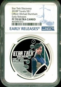 2018 P Tuvalu S$1 Star Trek Discovery Officer Michael Burnham ER NGC PF70 UC - Picture 1 of 4