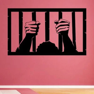 Pegatina de pared de barras de prisión/cárcel divertida calcomanía de pared calcomanía de transferencia puerta vinilo Reino Unido - Imagen 1 de 36
