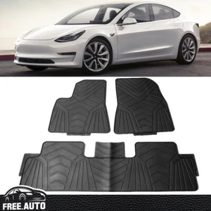 Fit for 17-23 Tesla Model 3 Car Floor Mats Carpets Liner All season Black-3PCS - Picture 1 of 9