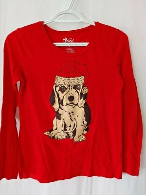 Antigua Camiseta Azul Marino Slv Cuello Redondo Perro en Sombrero de Santa Gráfico Rojo XL (14) #12109 Foto 1 de 4