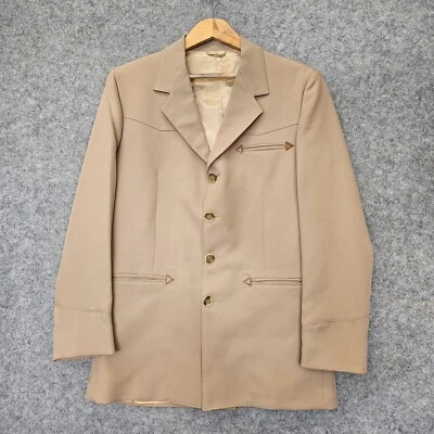 Traje Chaqueta Hombre 36R Pequeño Blazer Campus Años 70 Vintage Tostado Diente de Sierra Occidental Foto 1 de 4
