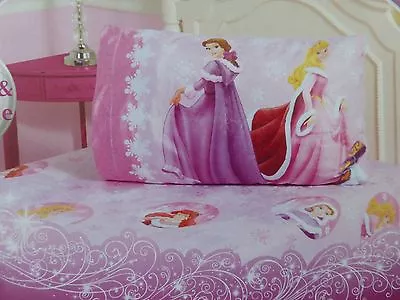 2 pc Disney Princess Winter Beauties Micro Mink Twin Fitted & Pillowcase Set NIP - Image 1 of 4
