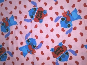 RARE~Lilo & Stitch Hearts TRUE LOVE Valentines Cotton Fabric~Disney~BTY 36"x43" - Picture 1 of 3