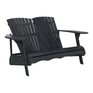 Safavieh Hantom 13.4" Acacia Wood Adirondack Bench in Dark Slate Gray - Picture 1 of 9