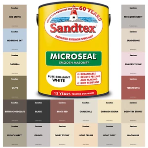 Pintura de mampostería suave Sandtex Microsel exterior lluvia sol resistente a la suciedad 5 litros - Imagen 1 de 217