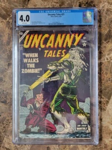 Uncanny Tales #21 CGC 4.0 VG 1954 When Walks The Zombie Golden Age Horror - Picture 1 of 4