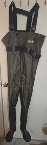 Men's Proline Green River Nylon Chest Waders PVC Boots Drawstring Fit Size 7 - Picture 1 of 7