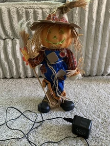 Fiber Optic Standing Pumpkin Head Scarecrow Halloween Color Changing - Picture 1 of 7
