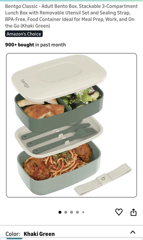 Bentgo Classic - Adult Bento Box, Stackable 3-Compartment Lunch Box with Removab