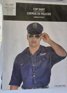 New Halloween Costume Cop Shirt UNISEX Adult Standard Fits Size Up To 44 - Picture 1 of 5